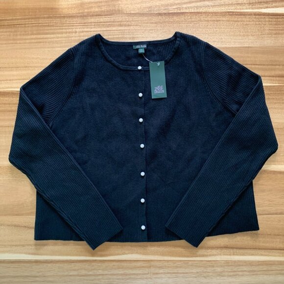 wild fable Sweaters - Wild Fable Junior Teens Button-Up Black Ribbed Cardigan Sweater Plus Size 2X